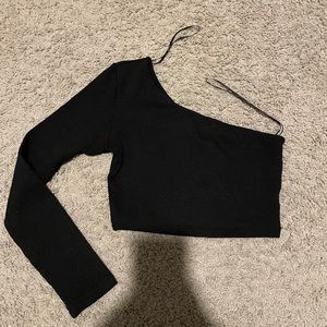Princess Polly One Shoulder Long Sleeve Crop Top
